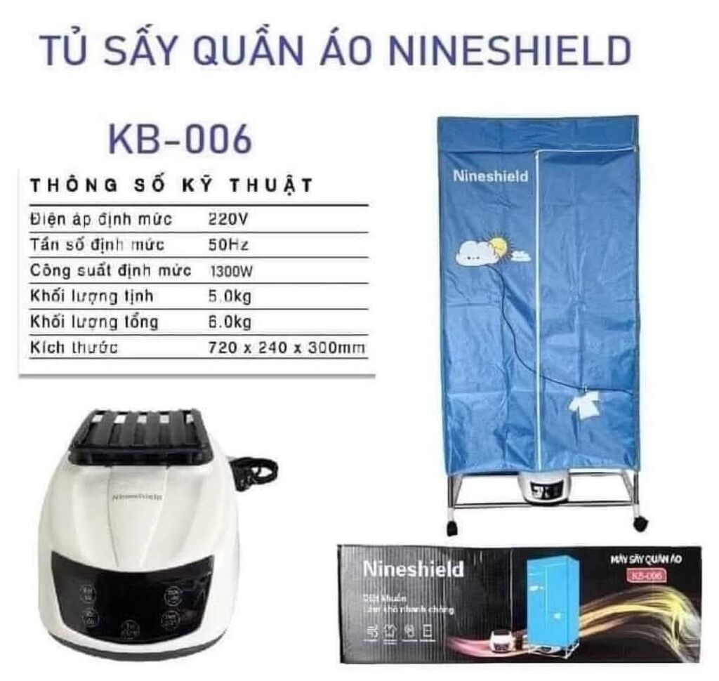 Tủ sấy quần áo nineshield  kb006