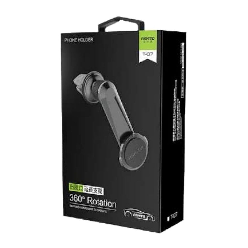 Đế giữ điện thoại hít nam châm, kẹp cửa gió Ashito T-07