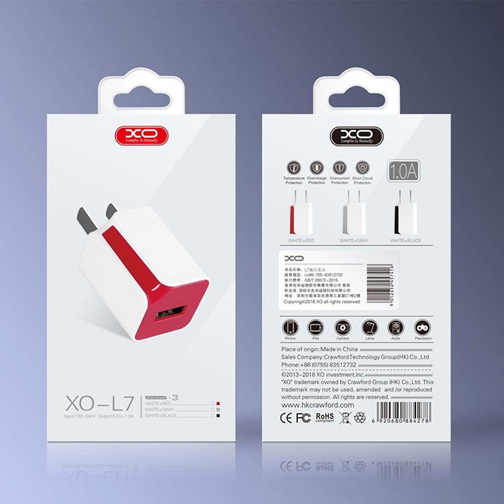 Củ sạc cổng USB 5V-1A XO L7