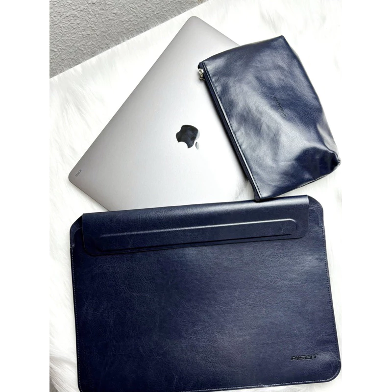 Túi da đựng laptop, macbook 14 inch thương hiệu Pisen (tặng kèm 1 túi nhỏ đựng phụ kiện)