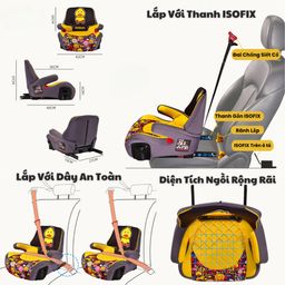 Ghế ngồi ô tô cho Bé từ 3 tuổi, có ISOFIX, Có gối kê đầu và tựa lưng điều chỉn…