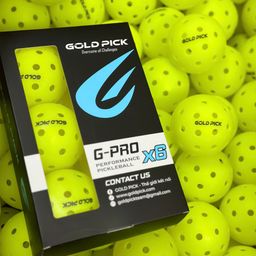 Hộp 6 quả bóng thi đấu Pickleball Gold Pick, bóng 40 lỗ, nhựa nguyên sinh, độ nảy ổn định