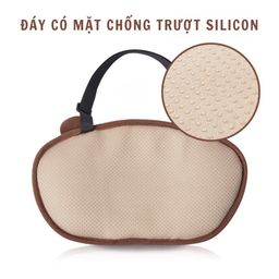 Gối tựa đầu ô tô gấu nâu kèm dây đeo tam giác an toàn cho bé, Minhcar chất liệ…