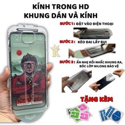 Kính Cường Lực iphone TỰ LẤY BỤI MKING KHỈ ,có khung tự dán ,bảo vệ màng loa ,…