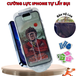 Kính Cường Lực iphone TỰ LẤY BỤI MKING KHỈ ,có khung tự dán ,bảo vệ màng loa ,ip 11 12 13 14 16 17 