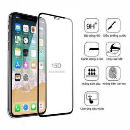 Kính cường lực cho iphone  15D  full màn ( Bịch 25C)