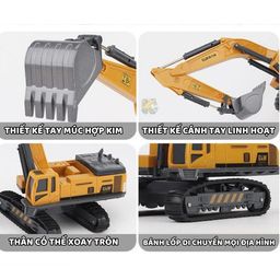 Bộ 10 xe công trường GLW Máy múc lu ủi, xe trộn bê tông, cần cầu, xe ben... ch…