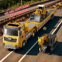 Xe ô tô đồ chơi GLW container kèm 2 xe múc cẩu hoặc 2 xe đua , có âm thanh và…