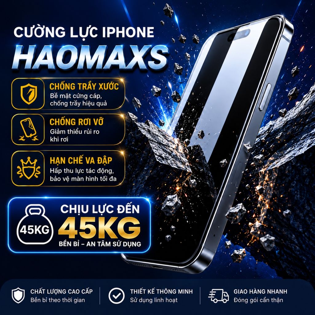 Kính cường lực iphone viền siêu cứng Haomaxs, chịu lực lên 45kg cho 11 12 13 1…