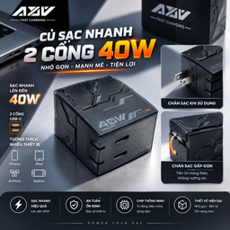 Củ sạc nhanh 40W WP-U14, 2 cổng TypeC sạc nhanh đồng thời,chân cắm gấp gọn, cô…