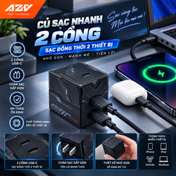 Củ sạc nhanh 40W WP-U14, 2 cổng TypeC sạc nhanh đồng thời,chân cắm gấp gọn, cô…