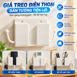 Giá đỡ điện thoại, điều khiển gắn tường tiện dụng, Màu Trắng
