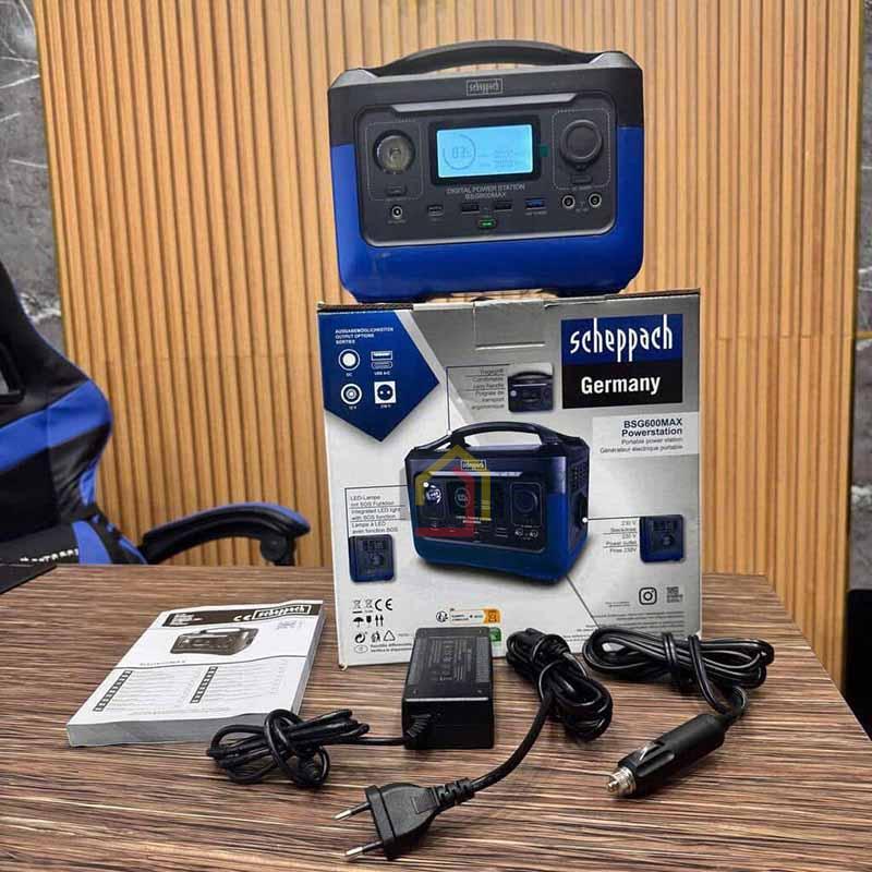 Trạm sạc điện dự phòng công suất 600W BSG600MAX dung lượng 160000mah điện ra 220V hãng Scheppach - h