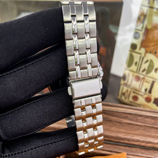 Đồng hồ pin nam Longine kính shaphire, dây thép đúc đặc, vỏ thép 316 không gỉ, kim dạ quang (fake) - Ảnh 4