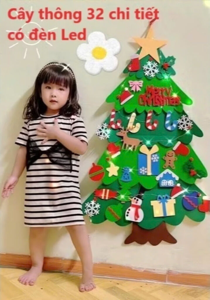 Cây thông noel dán 32 chi tiết+đèn led trang trí cửa hàng - Ảnh 2
