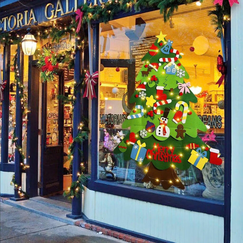 Cây thông noel dán 32 chi tiết+đèn led trang trí cửa hàng - Ảnh 6