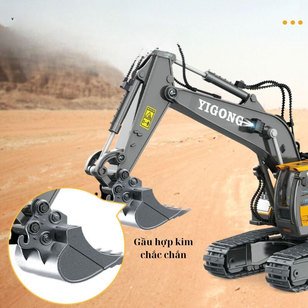 Máy xúc Yigong điều khiển 11 kênh gầu kim loại xoay trục 680 độ, pin sạc  - Ảnh 5