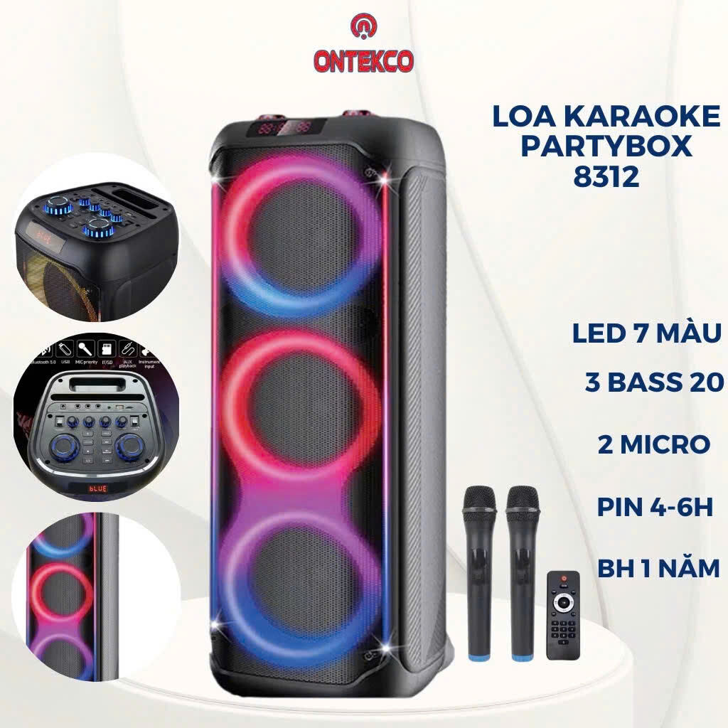Loa bluetooth ONTEKCO Partybox 8212/8312 âm thanh chất lượng, đa dạng, chính hãng, bảo hành 12 tháng - Ảnh 2