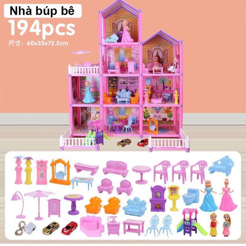 Đồ chơi Lắp Ráp ngôi nhà búp bê 194 Chi Tiết Cao 72cm - Ảnh 7