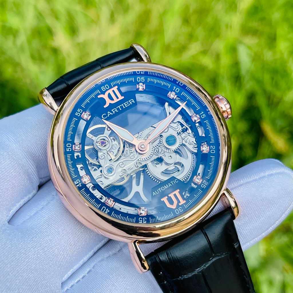 Đồng hồ cartier fake kiểu dáng độc lạ, lộ cơ 2 mặt, ảnh thật - Ảnh 10