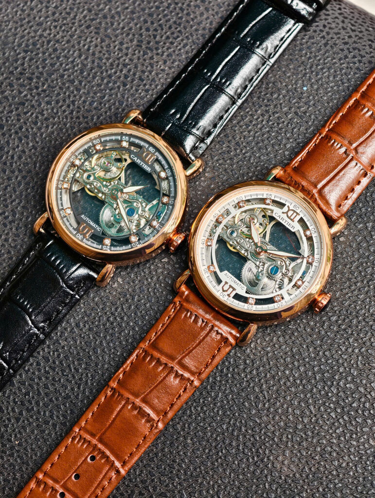 Đồng hồ cartier fake kiểu dáng độc lạ, lộ cơ 2 mặt, ảnh thật - Ảnh 7