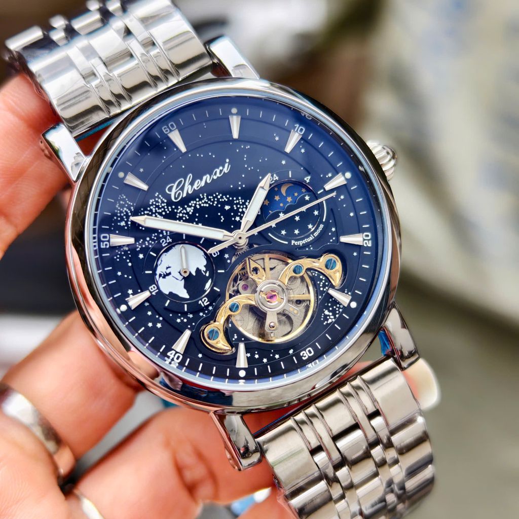 (Shop Mall) Đồng hồ cơ chính hãng Chenxi dải ngân hà dạ quang cao cấp 