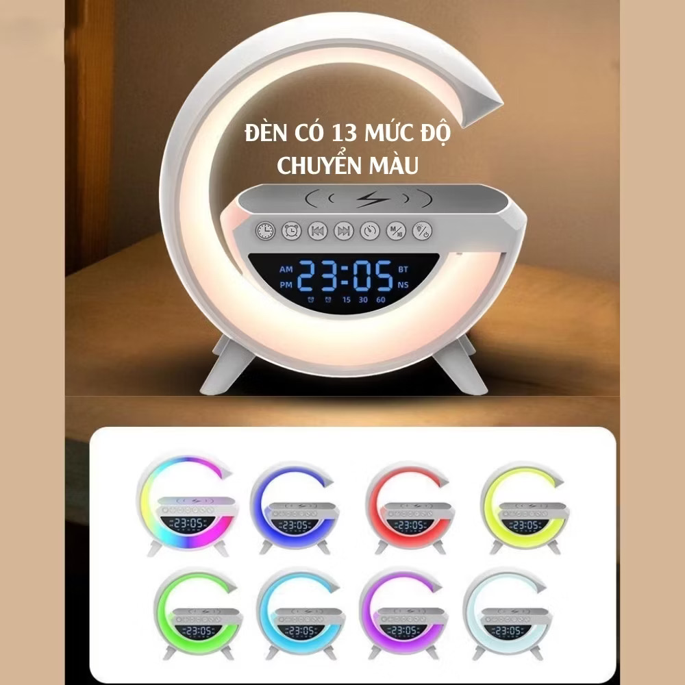Loa bluetooth thông minh chữ G, tích hợp sạc không dây 15w , đồng hồ, đèn ngủ, âm thanh vòm 360 độ - Ảnh 4