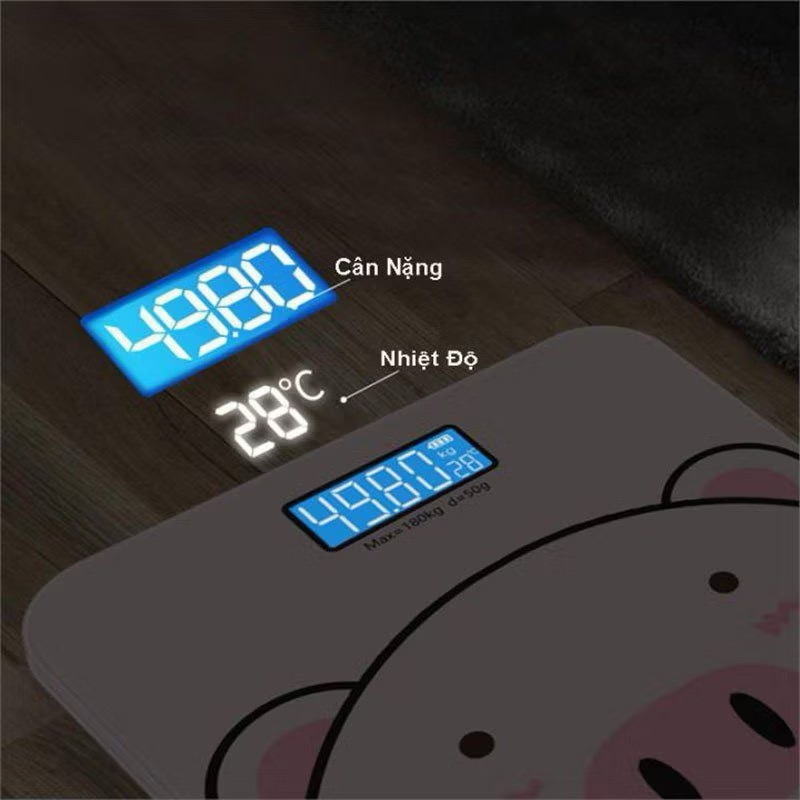 Cân điện tử, cân sức khoẻ hình lợn tặng kèm  thước dây, e giao màu ngẫu nhiên  - Ảnh 3