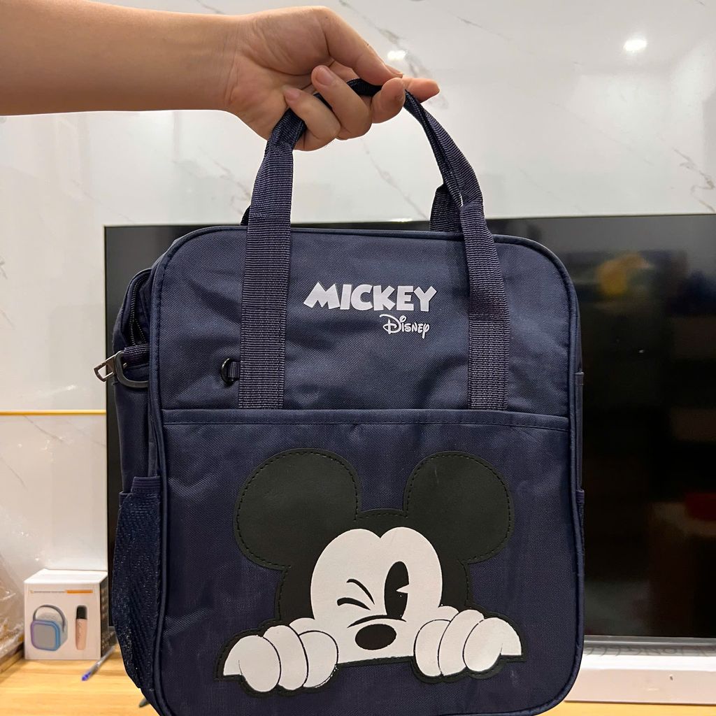 Balo cho bé in hình Mickey chất liệu vải dù Cặp sách đựng sách vở học sinh cấp 1 và mẫu giáo - Ảnh 8