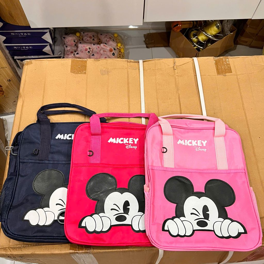 Balo cho bé in hình Mickey chất liệu vải dù Cặp sách đựng sách vở học sinh cấp 1 và mẫu giáo - Ảnh 7