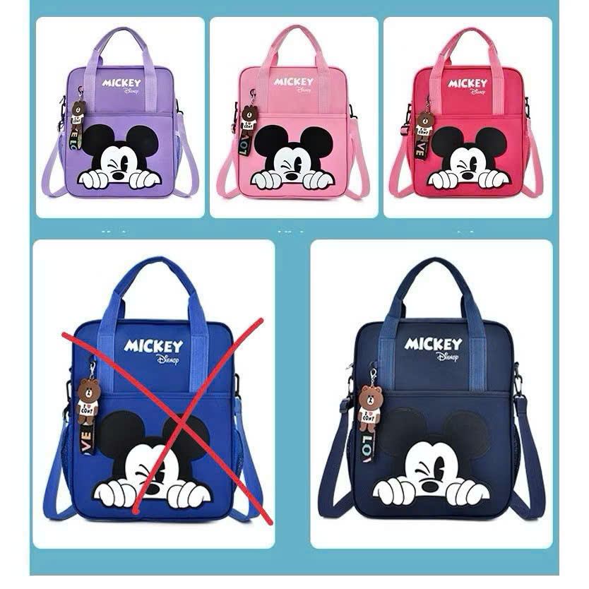 Balo cho bé in hình Mickey chất liệu vải dù Cặp sách đựng sách vở học sinh cấp 1 và mẫu giáo