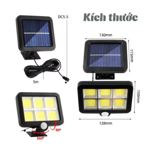 Đèn tích điện  năng lượng mặt trời cảm ứng chuyển động 100/120 LED siêu sáng thanh lý