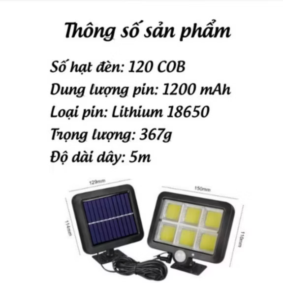 Đèn tích điện  năng lượng mặt trời cảm ứng chuyển động 100/120 LED siêu sáng thanh lý - Ảnh 3