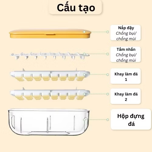 Khay Làm Đá 48 Viên Có Nắp đậy, có khay đựng - Ảnh 10