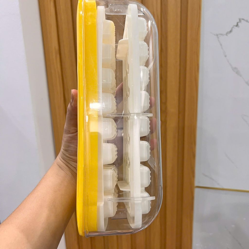 Hộp Khuôn Nhựa Làm Đá, Làm Thạch Rau Câu Để Tủ Lạnh Kèm Hộp Đựng Và Nắp Đậy 48 viên, khay đá - Ảnh 4