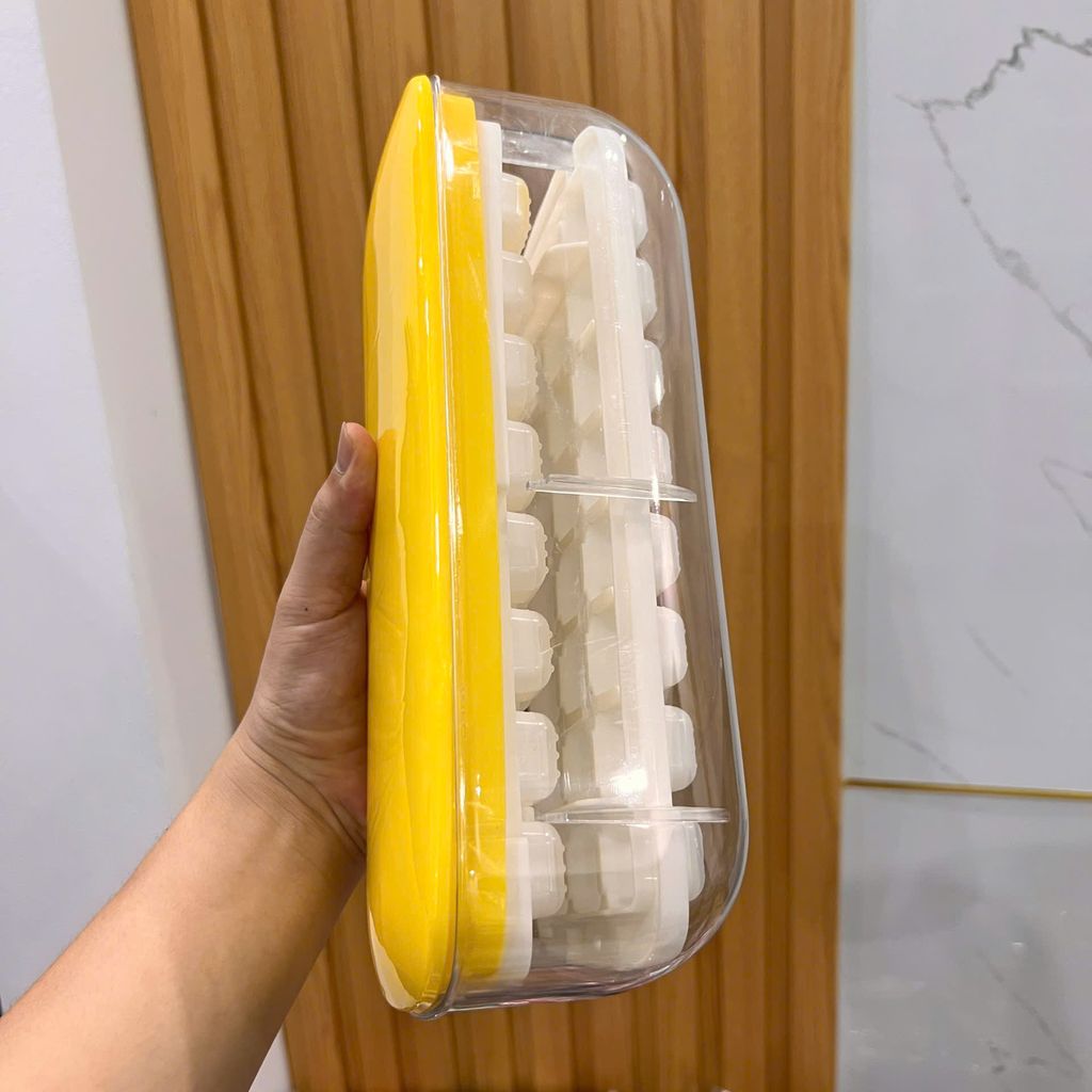Hộp Khuôn Nhựa Làm Đá, Làm Thạch Rau Câu Để Tủ Lạnh Kèm Hộp Đựng Và Nắp Đậy 48 viên, khay đá - Ảnh 5