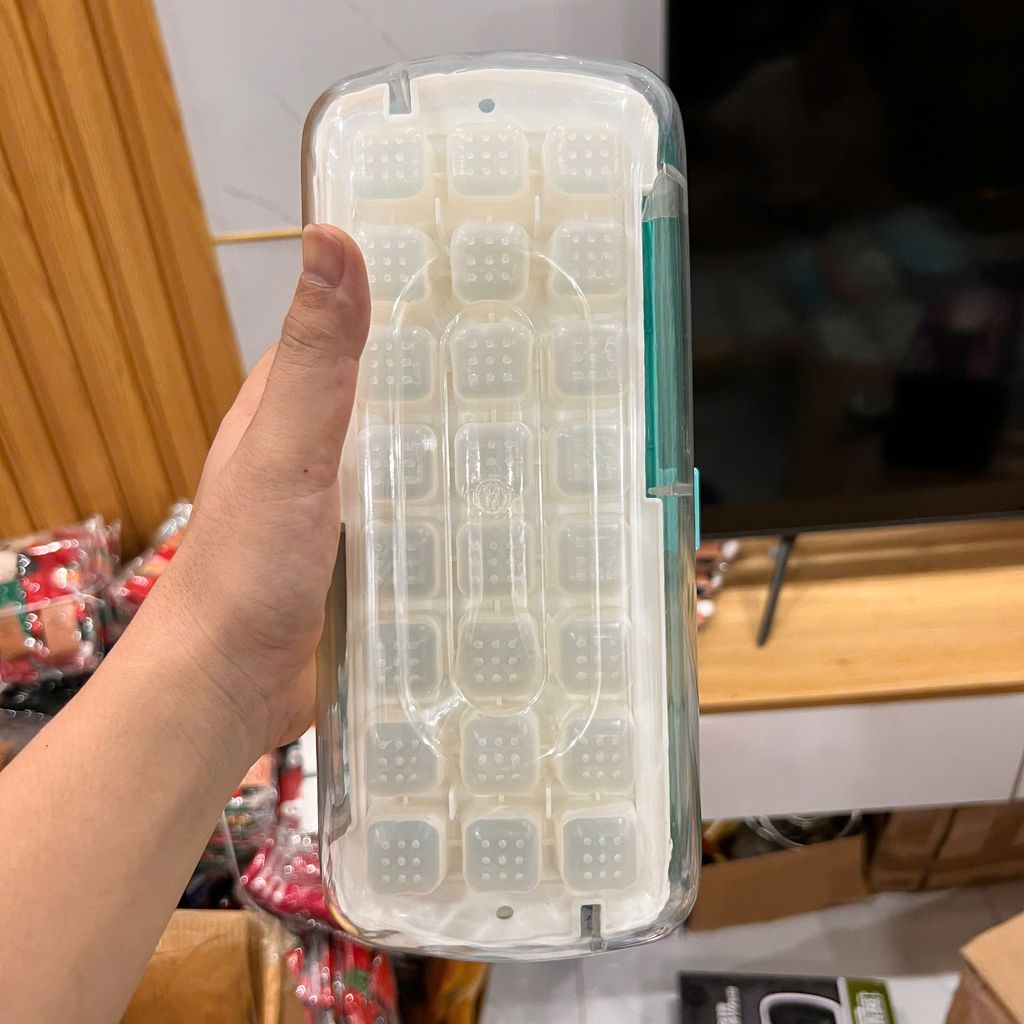 Hộp Khuôn Nhựa Làm Đá, Làm Thạch Rau Câu Để Tủ Lạnh Kèm Hộp Đựng Và Nắp Đậy 48 viên, khay đá - Ảnh 9