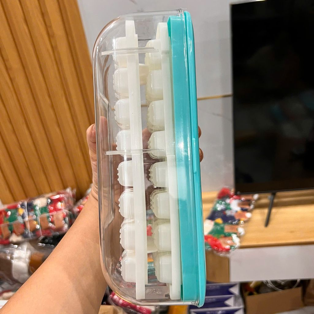 Hộp Khuôn Nhựa Làm Đá, Làm Thạch Rau Câu Để Tủ Lạnh Kèm Hộp Đựng Và Nắp Đậy 48 viên, khay đá - Ảnh 7