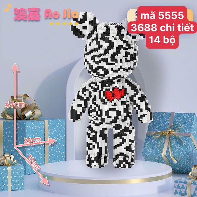 Bộ lắp ghép gấu bearbrick loại to 47-55CM - Ảnh 5