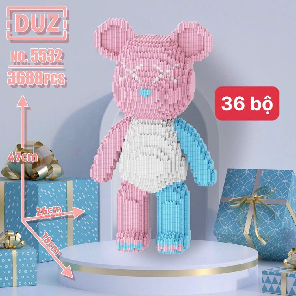 Bộ lắp ghép gấu bearbrick loại to 47-55CM - Ảnh 4