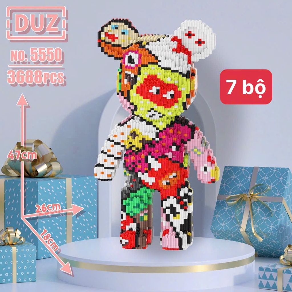 Bộ lắp ghép gấu bearbrick loại to 47-55CM - Ảnh 3