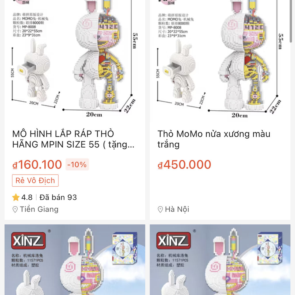 MÔ HÌNH LẮP RÁP THỎ HÃNG MPIN SIZE 55cm hộp xấu nhưng bên trong còn mới nguyên các bác nha - Ảnh 4