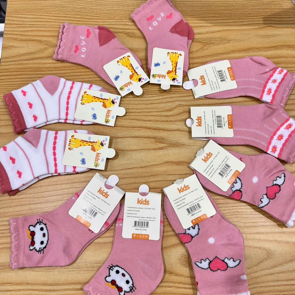 set tất bé gái màu hồng 1-3t