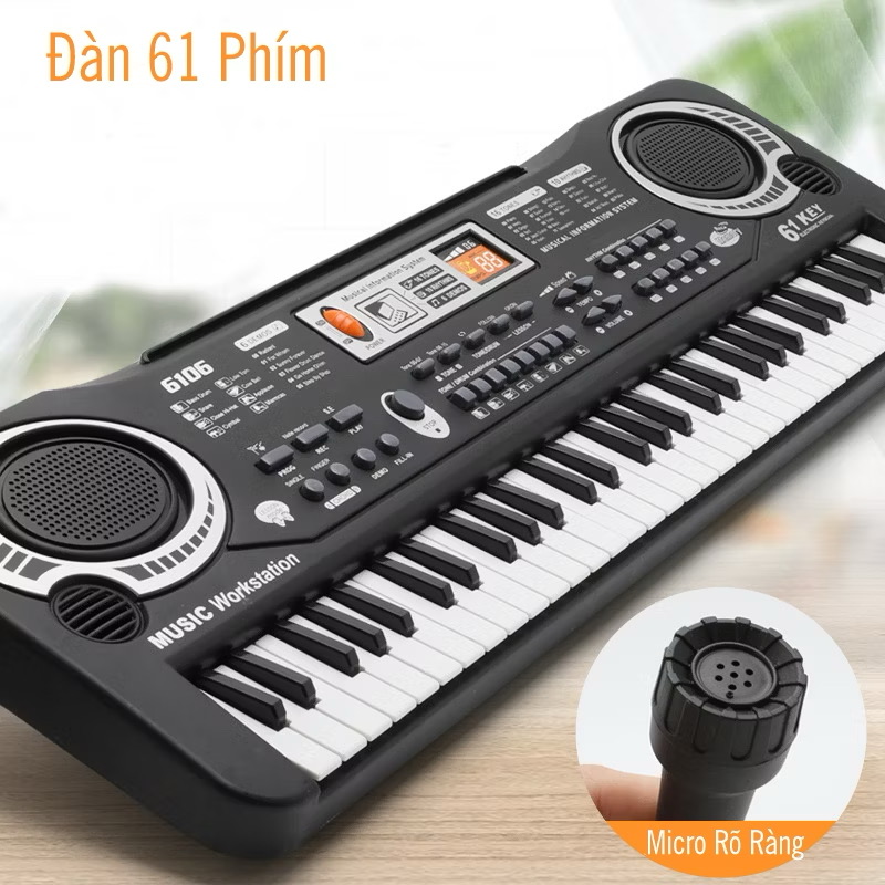 Đàn Piano Cho Bé 61 Phím Kèm Micro, Kết Nối Điện Thoại Và Loa - Đàn Organ Sạc Điện Cho Bé Học Nhạc - Ảnh 3