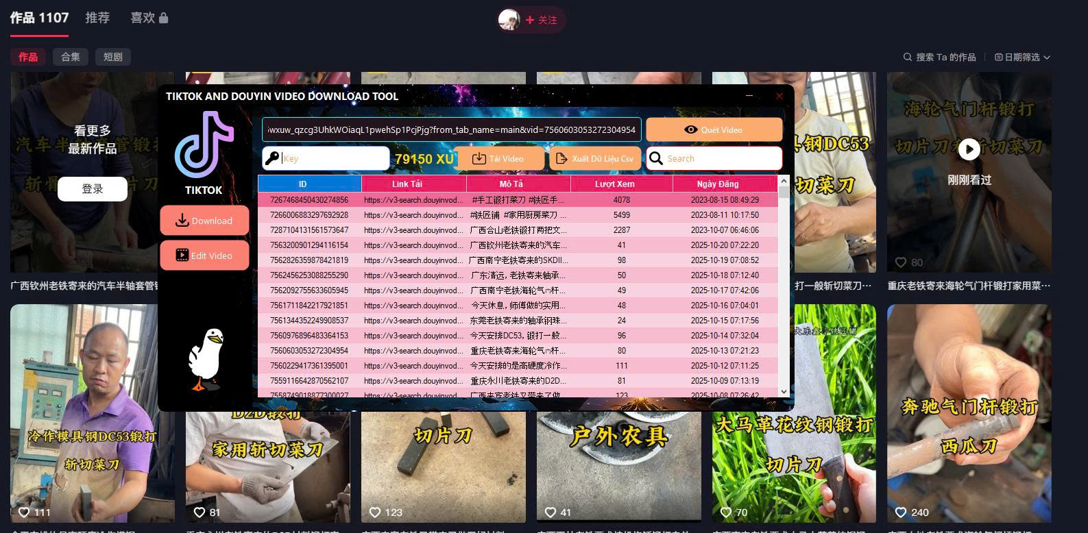 Tool tải full kênh tiktok,douyin,yt không cần tài khoản, không giới hạn video, kết hợp sửa hàng loạt - Ảnh 4