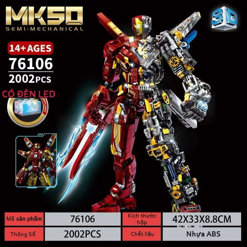 Lắp ghép iron man siêu to 2002 pcs cao 38cm  - Ảnh 2
