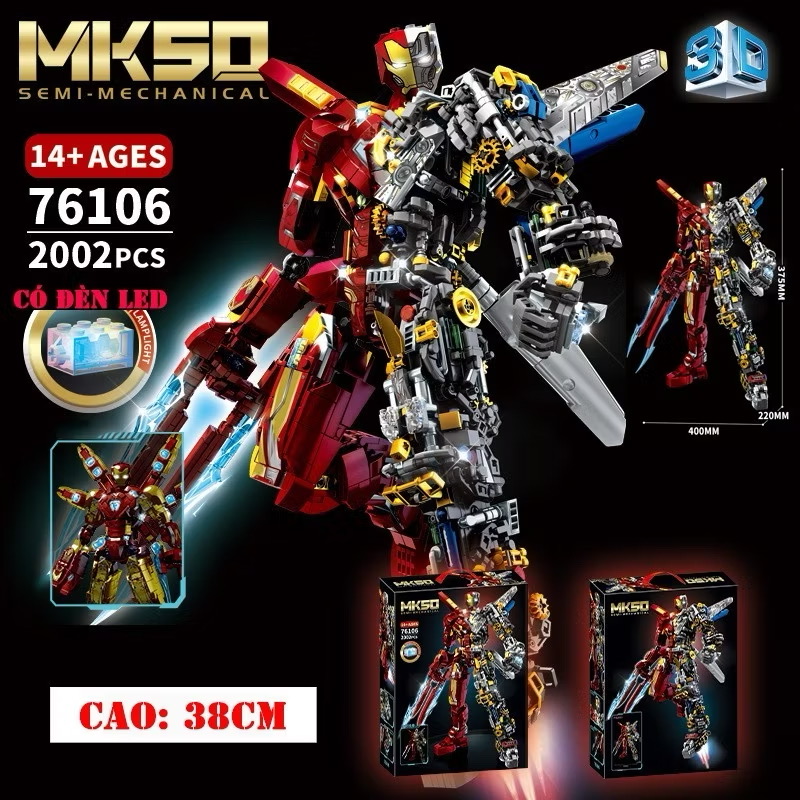 Lắp ghép iron man siêu to 2002 pcs cao 38cm  - Ảnh 3
