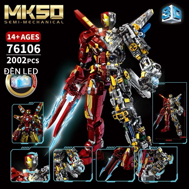 Lắp ghép iron man siêu to 2002 pcs cao 38cm  - Ảnh 5