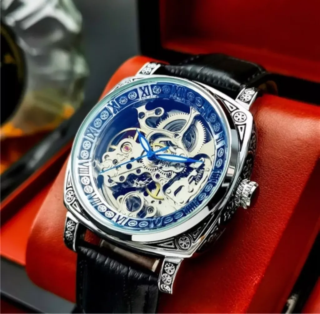 Đồng hồ nam chính hãng lộ cơ 2 mặt thiết kế ai cập cổ đại chống nước chống xước kính saphire