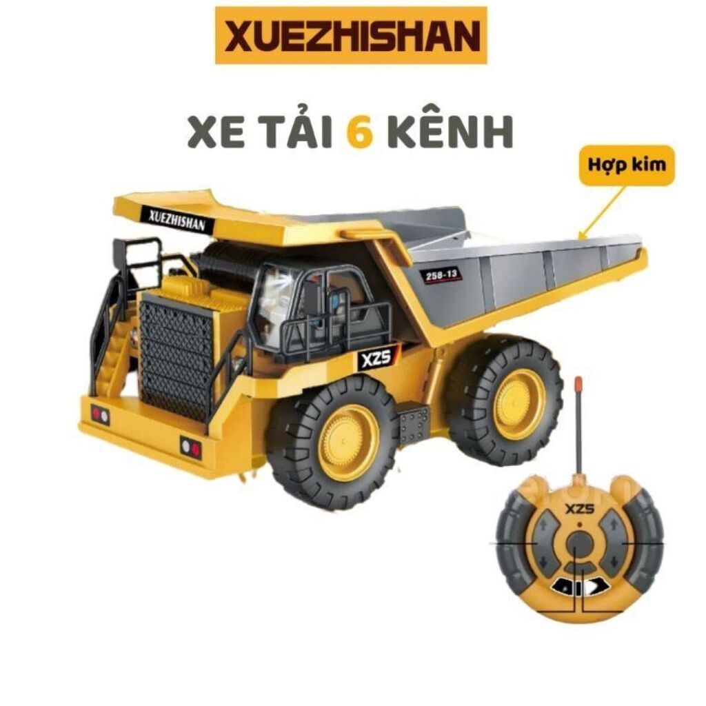 Xe ben điều khiển 6 kênh nâng hạ đổ ben thùng kim loại 2 cầu